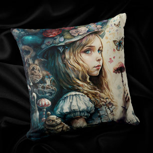 Almofada Alice no País das Maravilhas e Cogumelos Mágicos