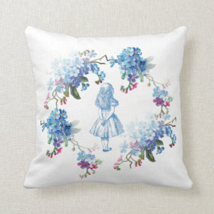 Almofada Alice no travesseiro decorativo floral azul do