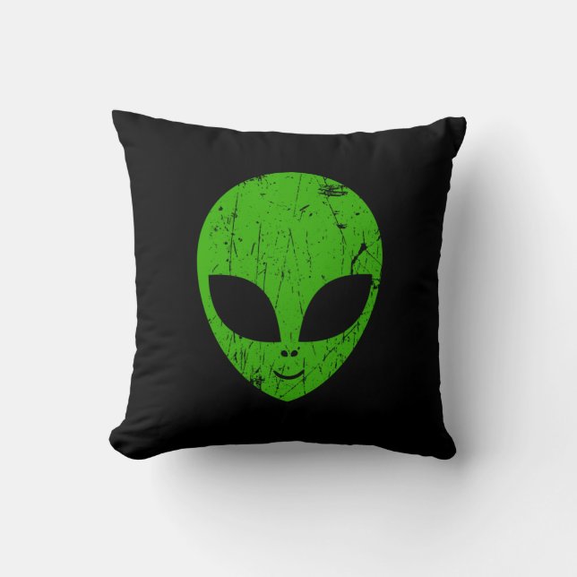 Almofada alien green head ufo science fiction extraterrestr (Frente)
