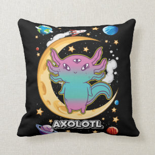 Almofada Alienígena Axolotl Pastel Crescente do Espaço do