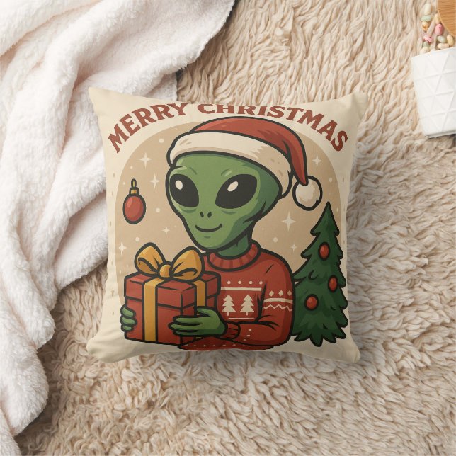 Almofada Alienígena Divertido Feliz Natal (Cobertor)