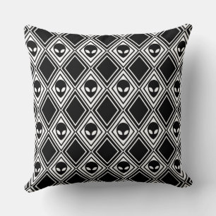 Almofada Alienígena Preto e Branco com Padrão Argyle