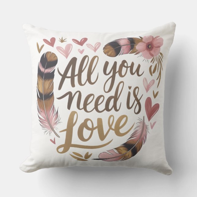 Almofada All You Need Is Love – A Gentle Boho Whisper (Frente)