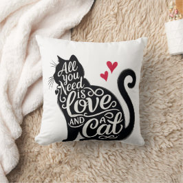 Almofada All You need is Love and a Cat Throw Pillow