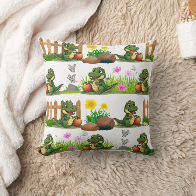 Almofada Alligador com maçã no Jardim (Cobertor)