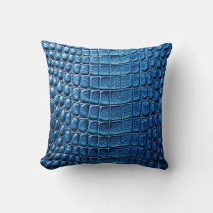 Almofada Alligator Crocodilo Skyx Faux Marinho Couro Azul