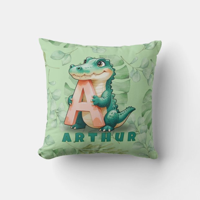 Almofada Alligator Pillow – Jungle Letter A – Custom Name  (Frente)
