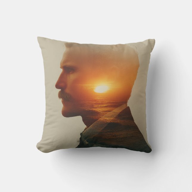 Almofada Alma do Oceano: Exposição Dupla Aquarela (Frente)