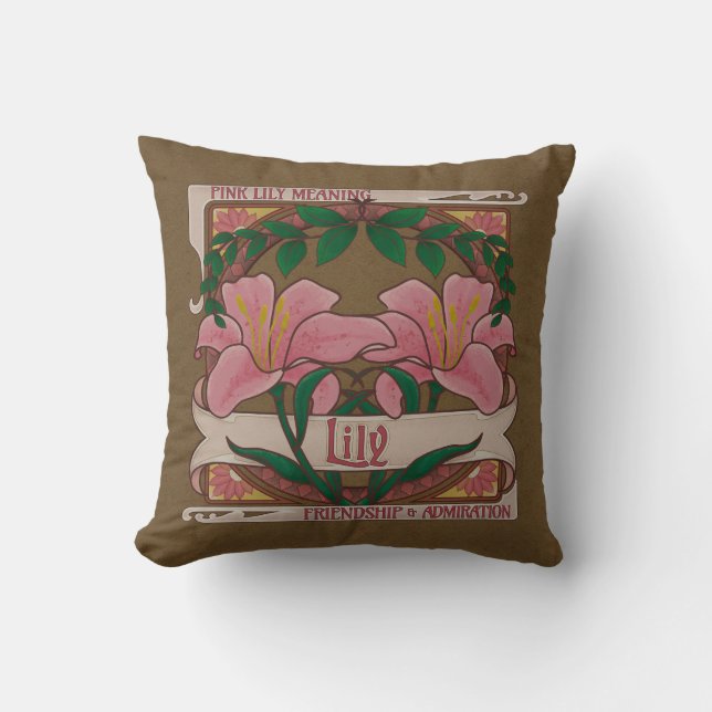 Almofada Almiração de Amizade Flores Victorianas Rosa (Frente)