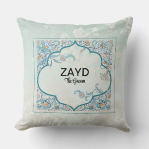 Almofada Almoço Personalizado Floral Árabe Azul