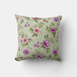 Almofada "Almofada Decorativa Floral Vintage em Verde"