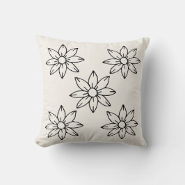 Almofada "Almofada Quadrada Floral Monocromática – Preto E