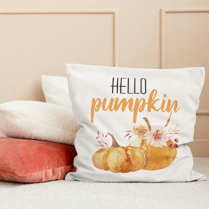 Almofada Alô Moderno Pumpkin Orange Pumpkin Com Flores