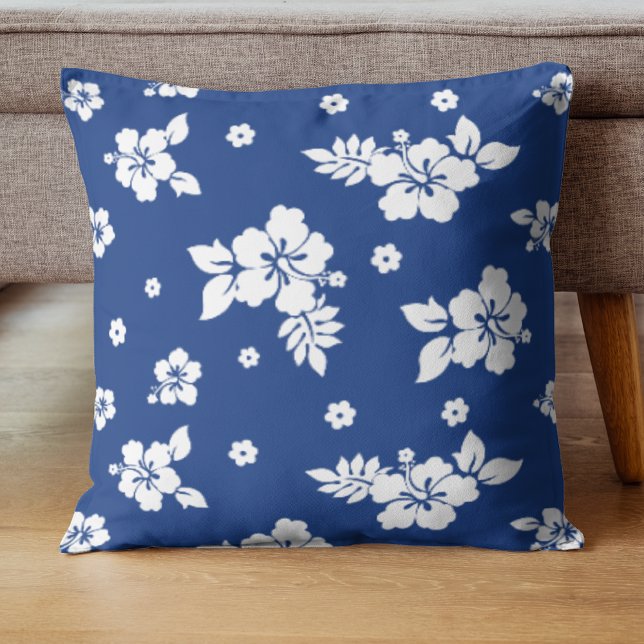 Almofada Aloha Blue Classic Hawaiian Padrão Invisível (Criador carregado)