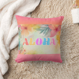 Almofada Aloha Hawaiian Floral Watercolor