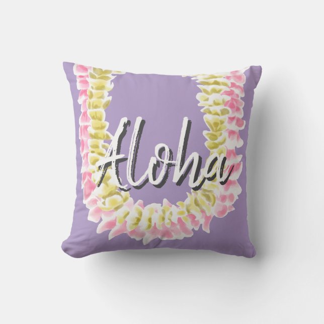 Almofada Aloha Hawaiian Plumeria Lei Elegant Floral Pastel  (Frente)