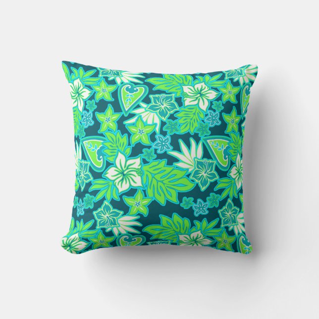 Almofada Aloha Heart Hawaiian Hibiscus Tropical (Frente)