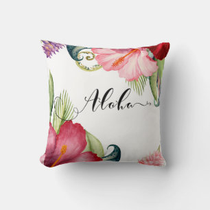 Almofada Aloha Hibiscus Floral Botânica Tropical Verão