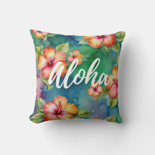 Almofada Aloha lindo padrão de flor de hibisco Havaí