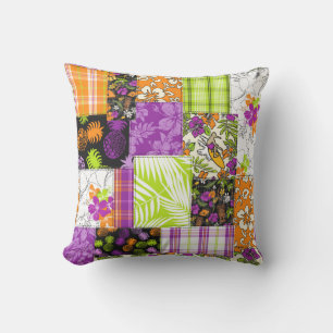 Almofada Aloha Patchwork Hawaiian Tropical Impressões - Vio