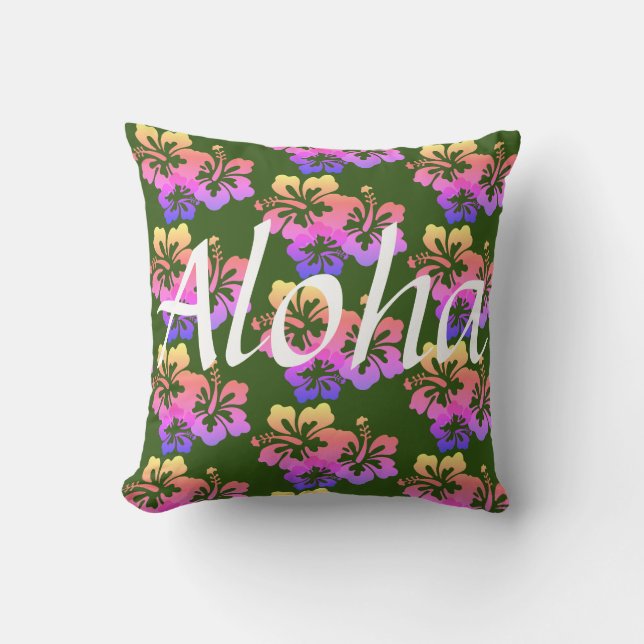 Almofada Aloha Rainbow Hibiscus (Frente)