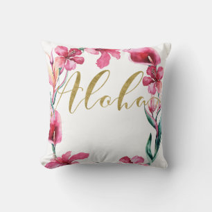 Almofada Aloha Summer Floral Hibiscus Flower Wreath