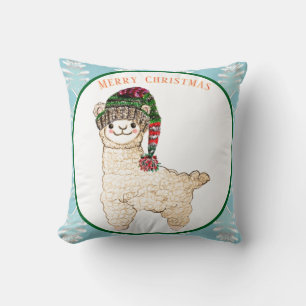 Almofada Alpaca-branca com chapéu festivo