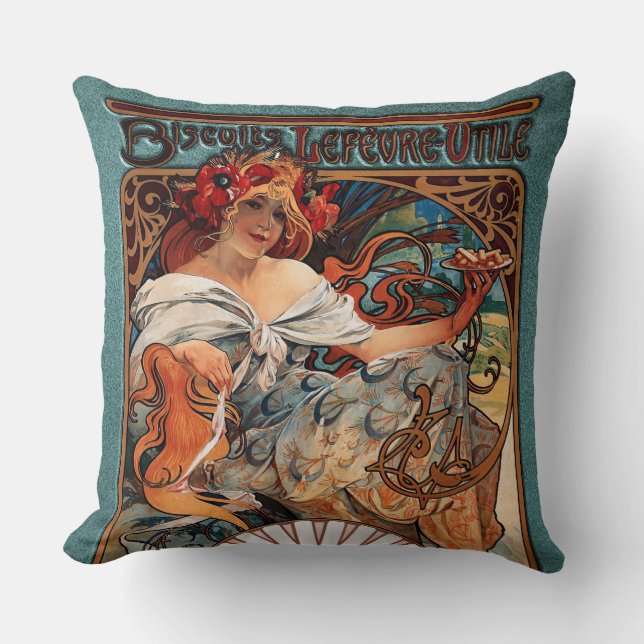 Almofada Alphonse Mucha Biscuits Lefevre-Utile Speckled (Frente)