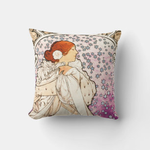 Almofada Alphonse Mucha La Dame 1896 Art Nouveau Vintage