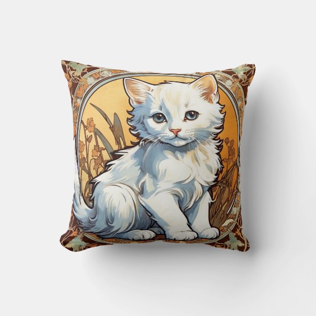 Almofada Alphonse Mucha Style Cat (Frente)