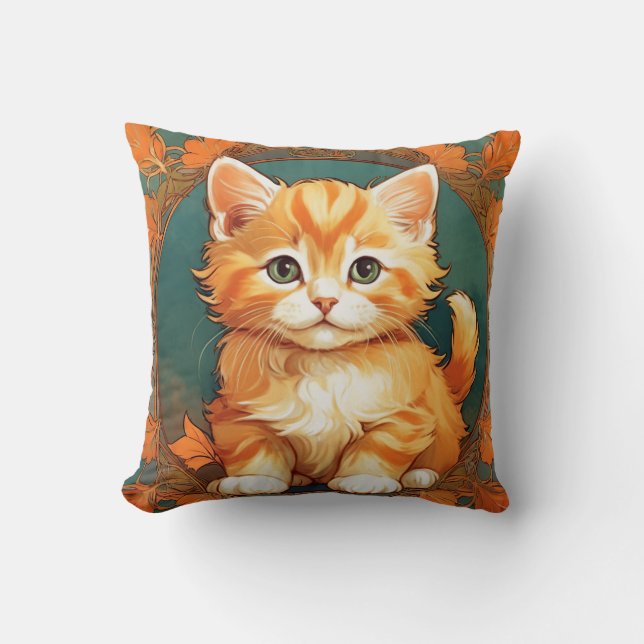 Almofada Alphonse Mucha Style Orange Cat (Frente)
