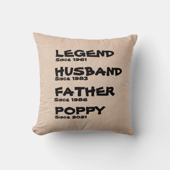 Almofada Alterar QUALQUER Nome Data Legenda Marido Pai Gran (Frente)