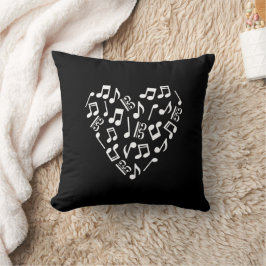 Almofada Alto Clef Viola Heart Music Notes Black