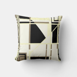 Almofada Altura Preta Amarela no Labirinto Abstrato branco