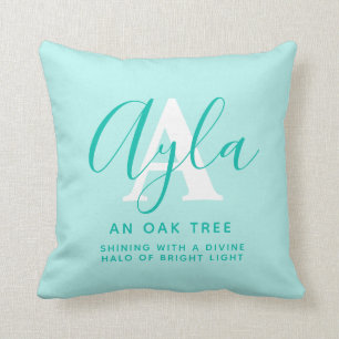 Almofada Alya name significa aqua green letter A