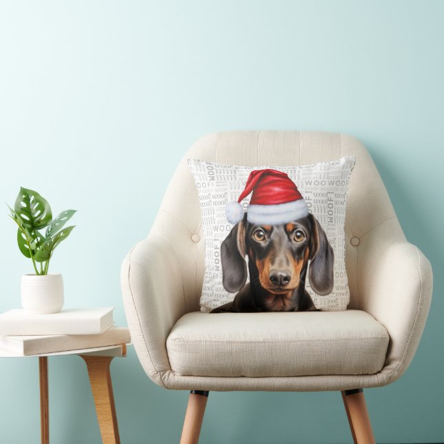 Almofada Amante de Cachorro Dachshund de Capa Lisa Natal (Cadeira)