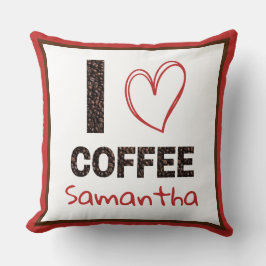 Almofada Amante de Café Nome Personalizado Presente de Grão