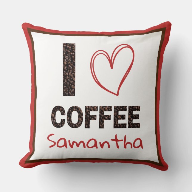 Almofada Amante de Café Nome Personalizado Presente de Grão (Frente)