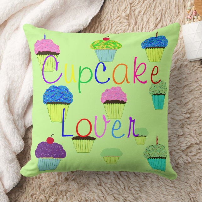 Almofada Amante de Cupcake Verde Roxo PERSONALIZAR Nome (Cobertor)