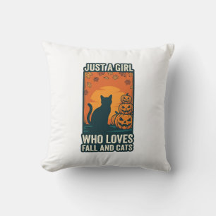 Almofada Amante De Gatos Apenas Uma Garota Que Ama Outono E