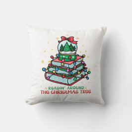 Almofada Amante de Livros ao Redor da Árvore de Natal