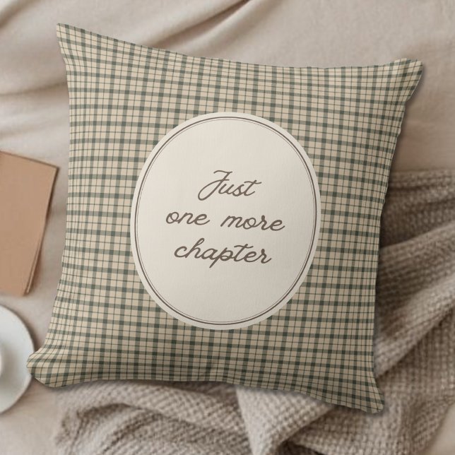 Almofada Amante de Livros Mais Um Capítulo Script Gingham (Criador carregado)