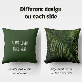 Almofada Amante de Plantas Verde Escuro Tropical e Botânico