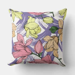Almofada Amante roxo Magnolia Flores selvagens botânica fof