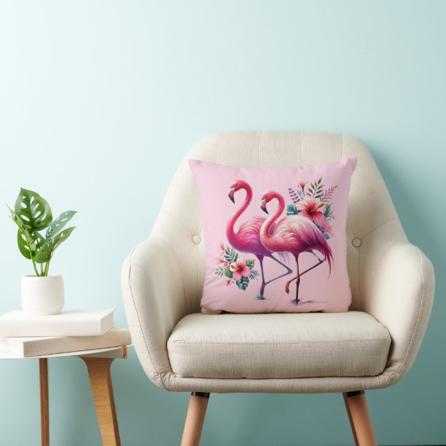 Almofada Amantes de flamingos cor-de-rosa, caserna de praia (Cadeira)