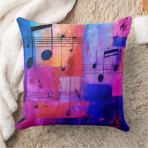 Amarelo abstrato, vermelho, azul com notas musicai