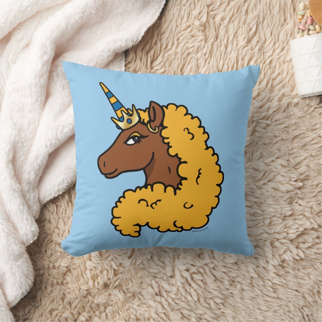 Almofada Amarelo Afro Unicorn (Cobertor)