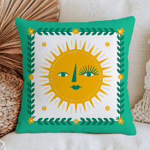Amarelo BOHO Chic Rosto do Sol Boêmio Verde Celest