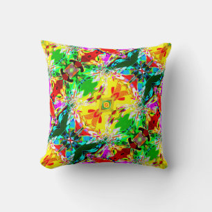 Almofada Amarelo com Abstrato Verde, Vermelho Diagonal Thor