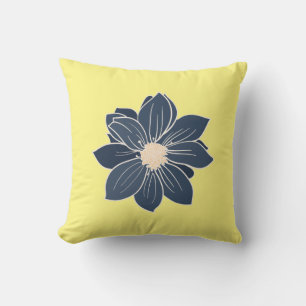 Almofada Amarelo com Flor Azul